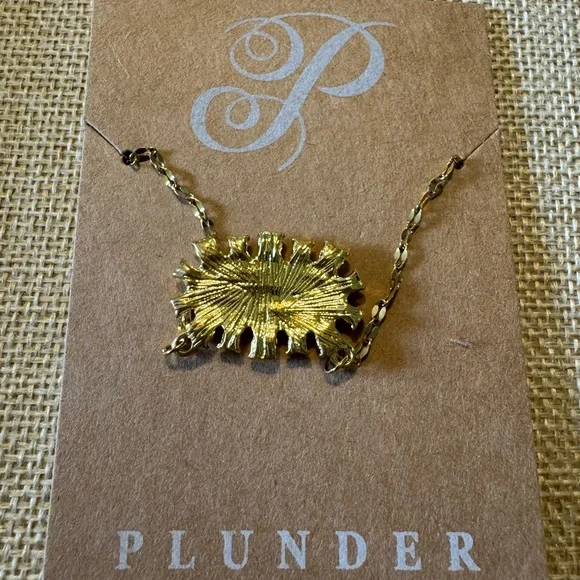 Plunder Gold Necklace with Pink Pearl and Crystal Pendant - Picture 4 of 5